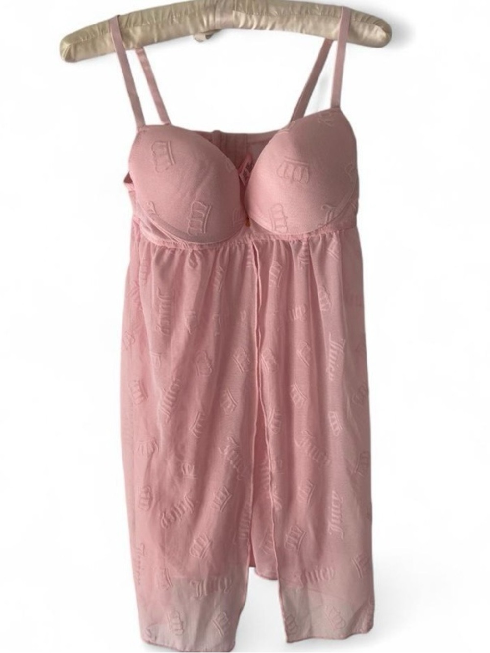 Juicy Couture Dusty Pink Lace-Detail Chemise Slip